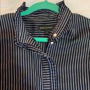 Banana republic navy and white striped shirt